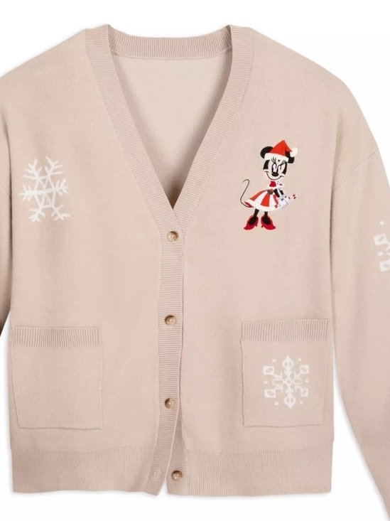 Disney Sweaters - Beige Minnie Mouse Holiday Cardigan